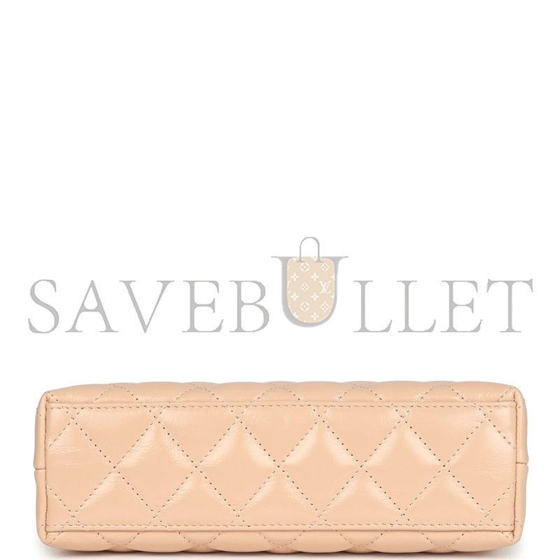 Ch*el kelly shopper beige shiny calfskin brushed gold hardware as4416 (19*13*7cm)